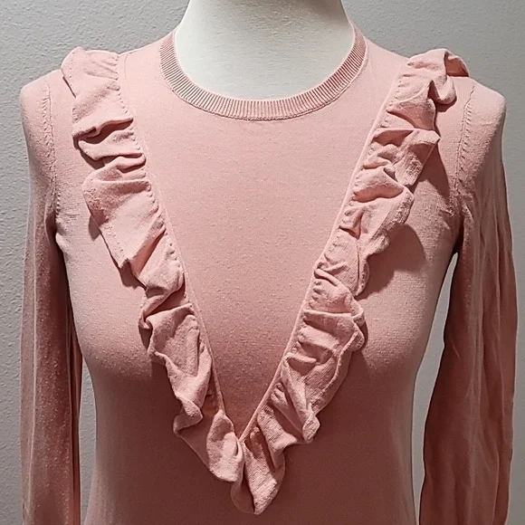 Ralph Lauren Small Pink Ruffle Sweater Top Casual Comfy Cozy Preppy Pullover - Picture 5 of 12